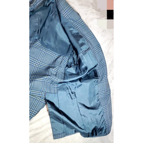 Vintage Bradley Toggery Men’s 42R Blue Brown Plaid Blazer Sport Coat Classic - Picture 7 of 16